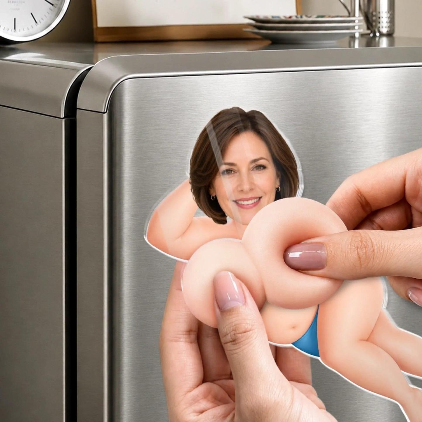 Naughty Gift For Him, Funny Anniversary Gift Upload Face - Personalized Fridge Magnet - MyPhotoSocksAu