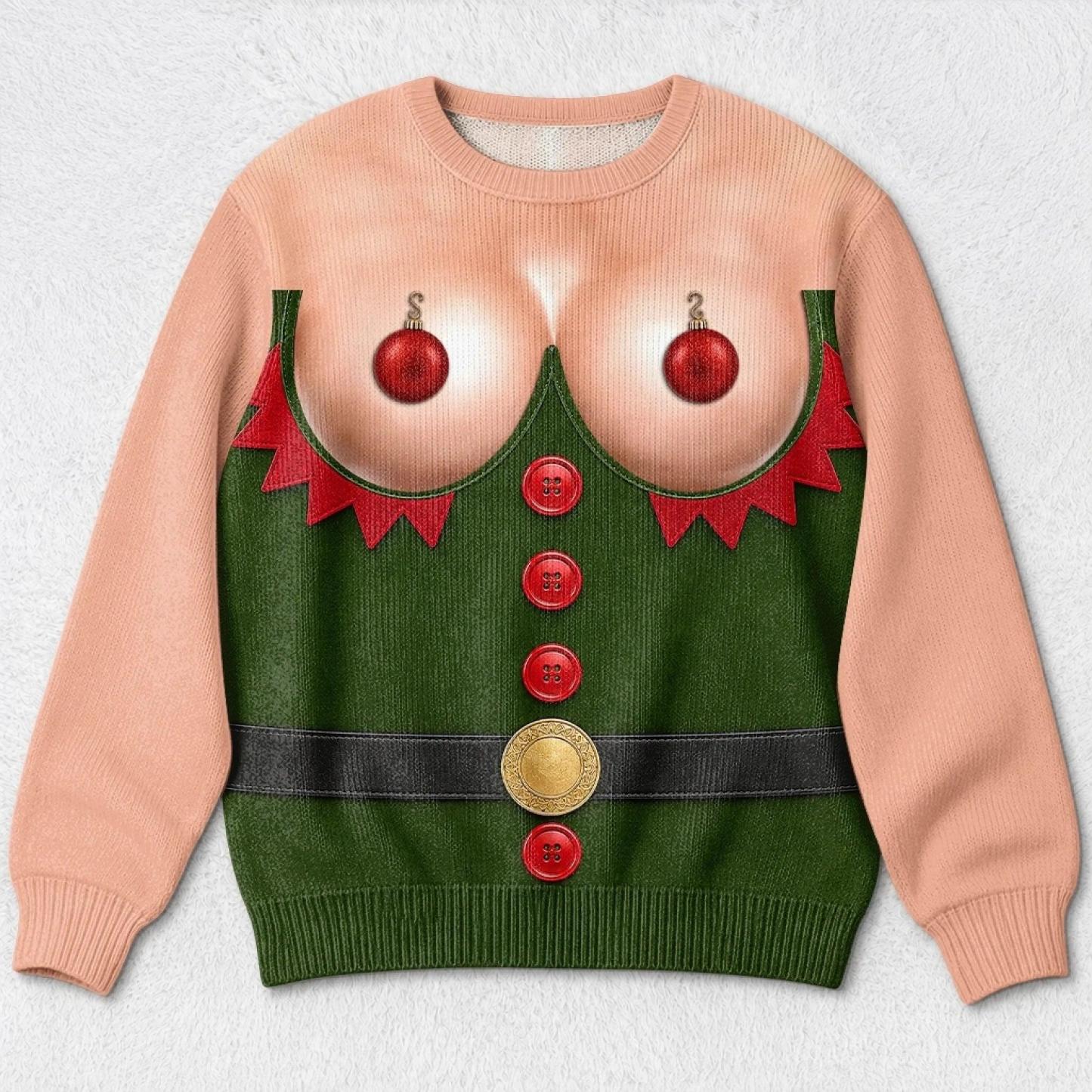 Custom Funny Ugly Sweatshirt - Personalized Christmas Birthday Gifts For Wife, Daughter, Besties, Sisters, Granddaughter, Grandma, Mom, Yourself - Starry Naughty Christmas - MyPhotoSocksAu