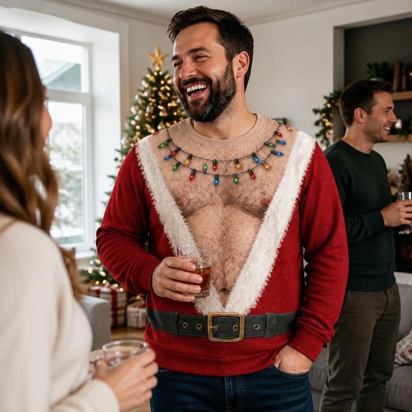 Custom Funny Ugly Sweatshirt - Personalized Christmas Birthday Gifts For Husband, Son, Grandson, Brother, Grandpa, Dad, Yourself - Santa Abs On Full Display Today - MyPhotoSocksAu