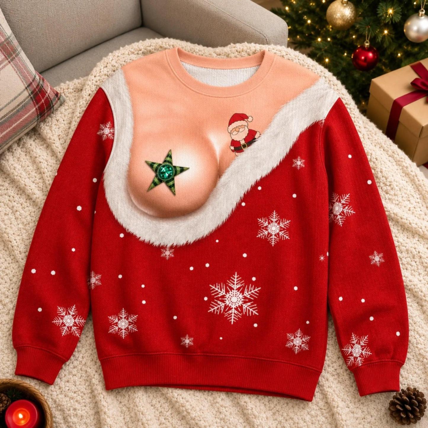 Custom Funny Ugly Sweatshirt - Personalized Christmas Birthday Gifts For Husband, Son, Grandson, Brother, Grandpa, Dad, Yourself - Santa Abs On Full Display Today - MyPhotoSocksAu