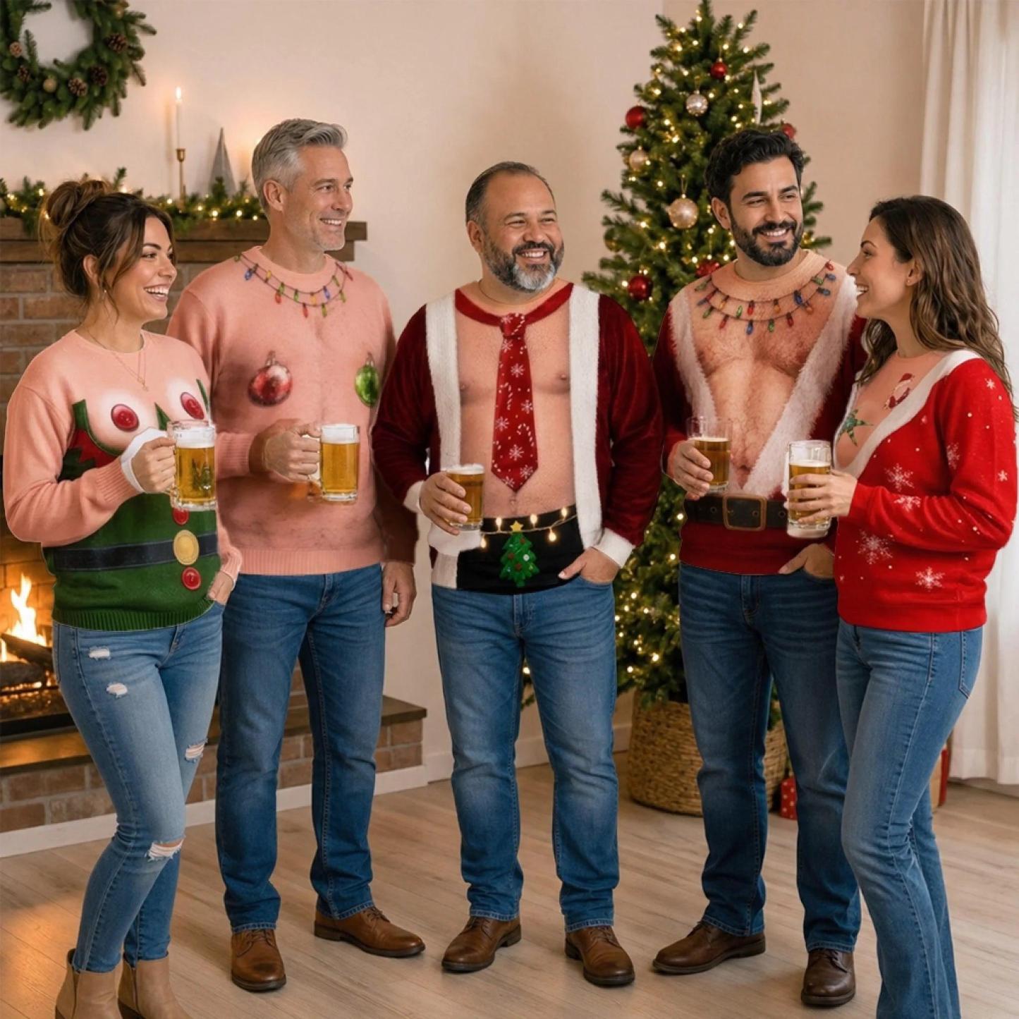Custom Funny Ugly Sweatshirt - Personalized Christmas Birthday Gifts For Husband, Son, Grandson, Brother, Grandpa, Dad, Yourself - Santa Abs On Full Display Today - MyPhotoSocksAu
