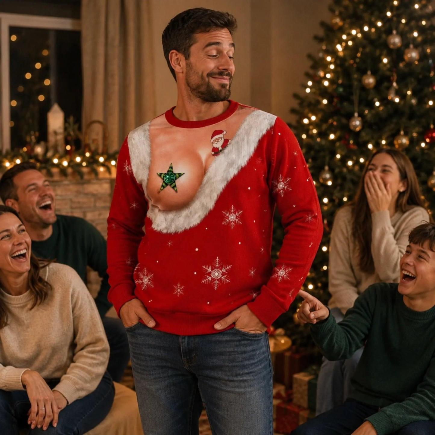 Custom Funny Ugly Sweatshirt - Personalized Christmas Birthday Gifts For Husband, Son, Grandson, Brother, Grandpa, Dad, Yourself - Santa Abs On Full Display Today - MyPhotoSocksAu