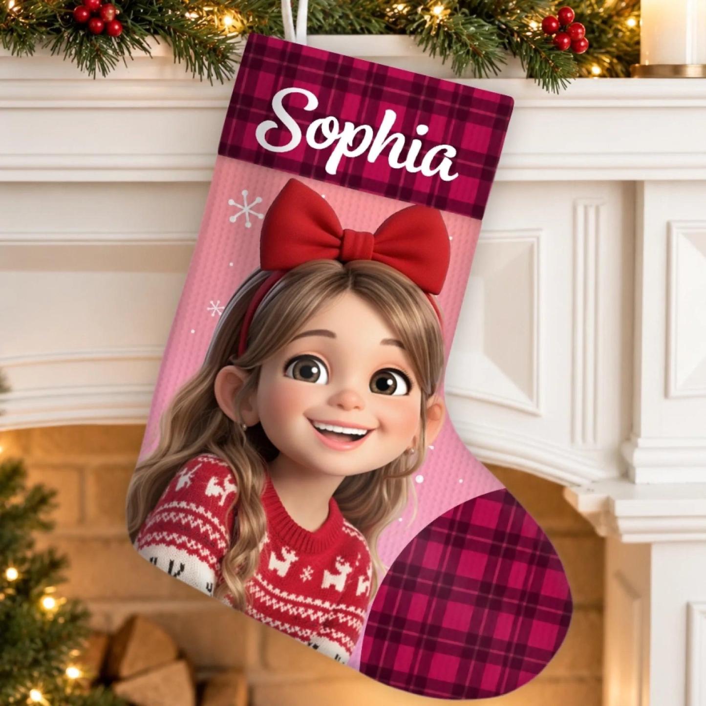 Custom Christmas Stocking - Personalized Christmas Birthday Gifts For Kids - Happy Hearts Full Of Joy - MyPhotoSocksAu