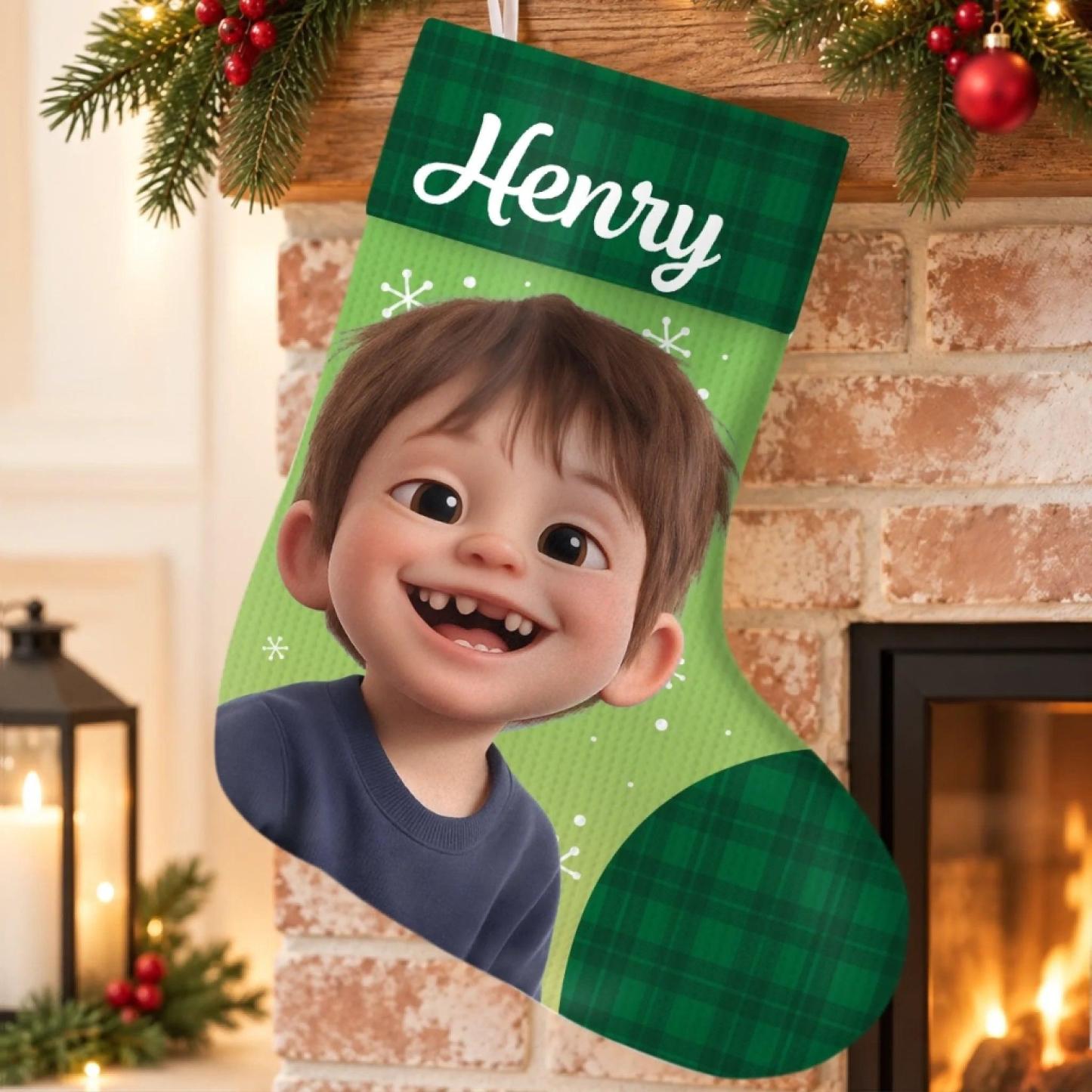 Custom Christmas Stocking - Personalized Christmas Birthday Gifts For Kids - Happy Hearts Full Of Joy - MyPhotoSocksAu