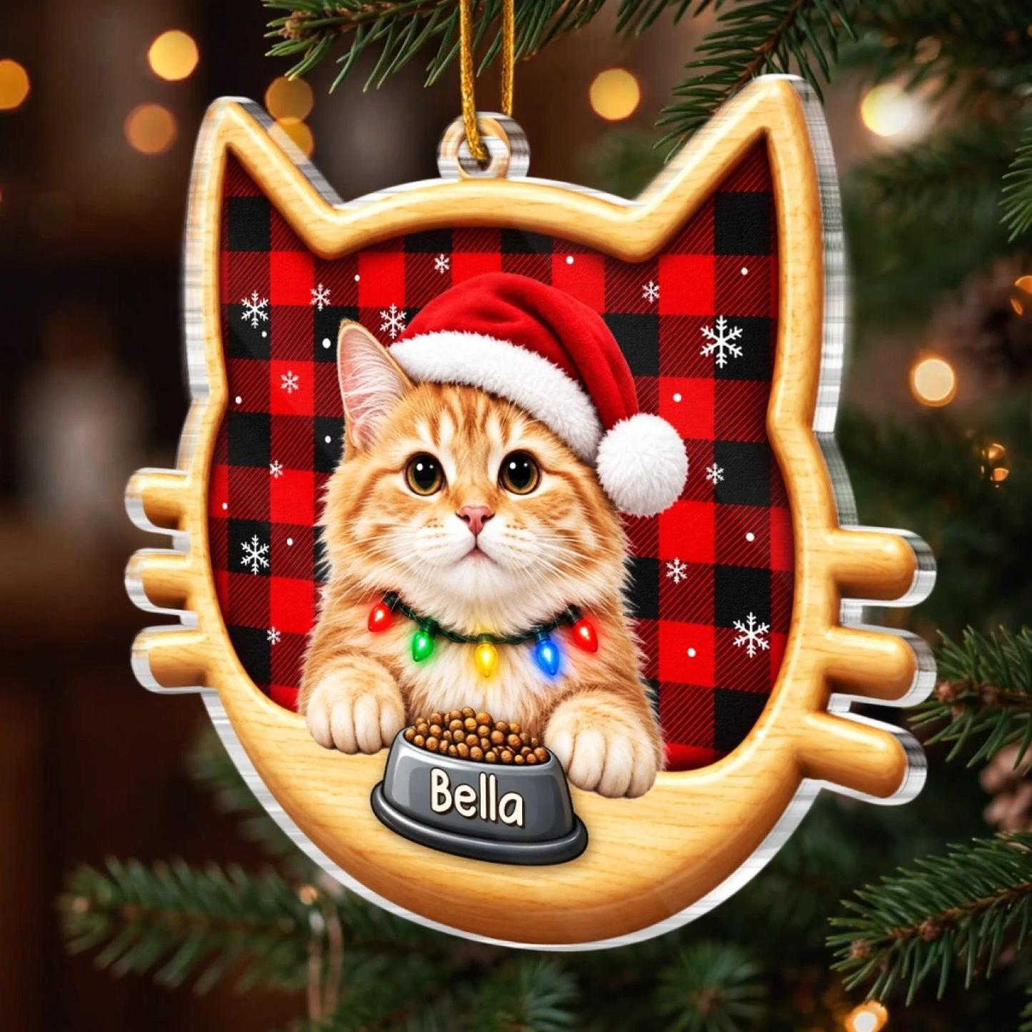 Custom Cat Photo Christmas Gifts for Cat Lovers - Personalized Acrylic Ornament - MyPhotoSocksAu