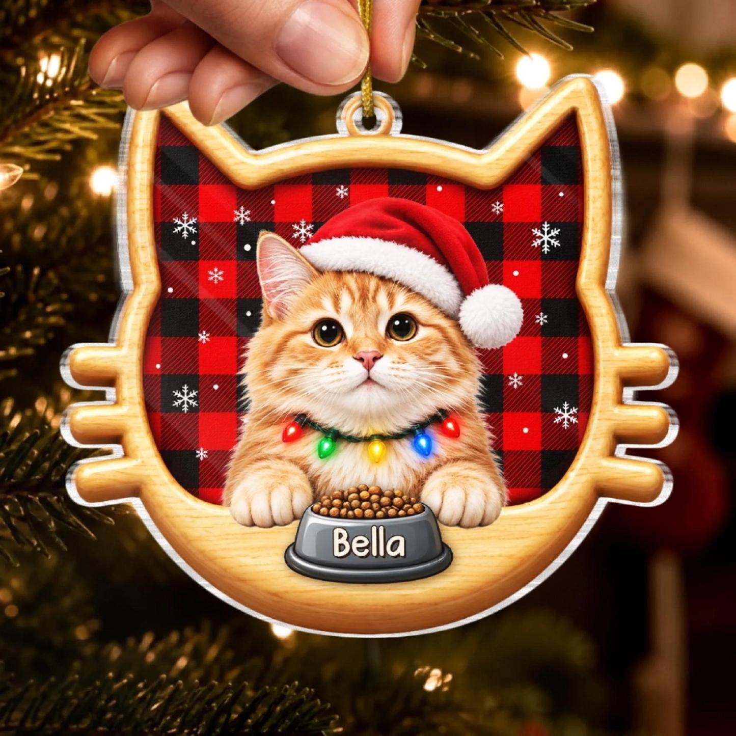 Custom Cat Photo Christmas Gifts for Cat Lovers - Personalized Acrylic Ornament - MyPhotoSocksAu