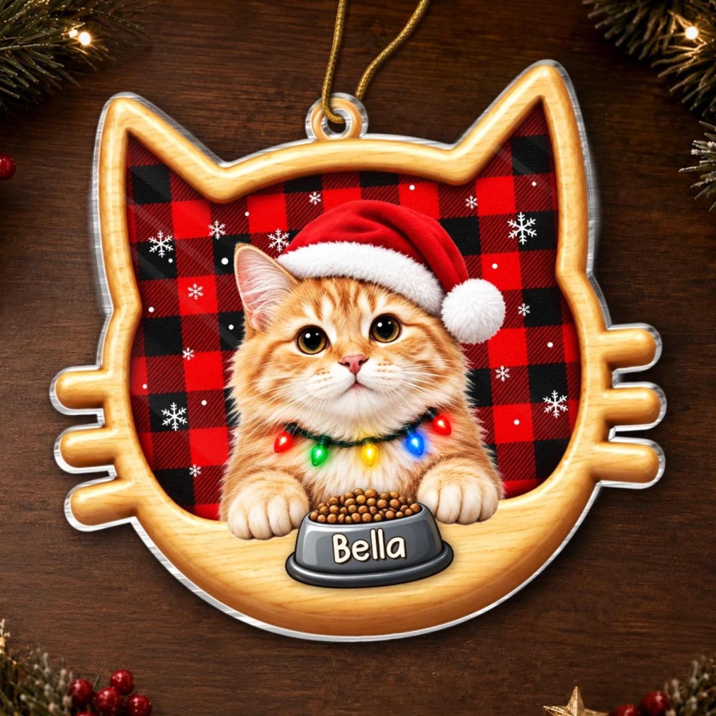 Custom Cat Photo Christmas Gifts for Cat Lovers - Personalized Acrylic Ornament - MyPhotoSocksAu