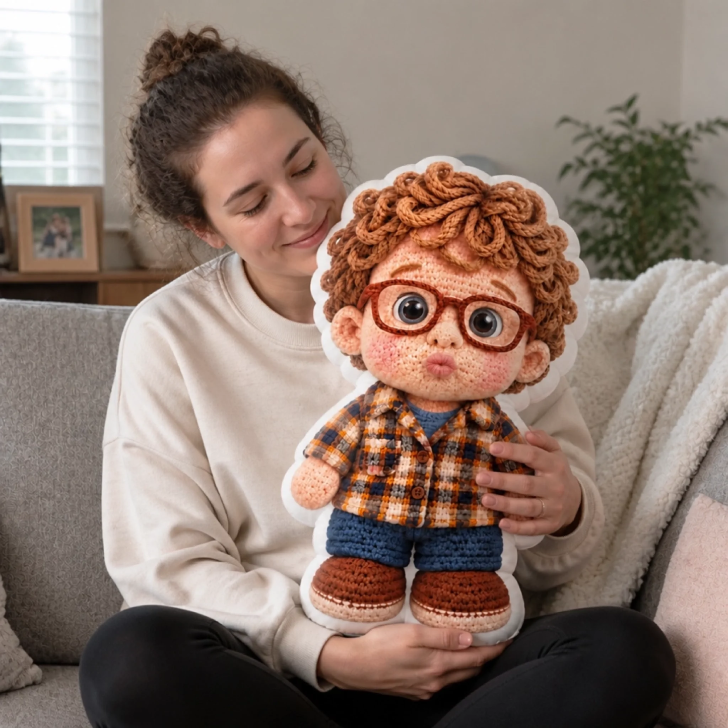 Custom Photo Crochet-Style Kids Gifts - Personalized Shaped Pillow - MyPhotoSocksAu