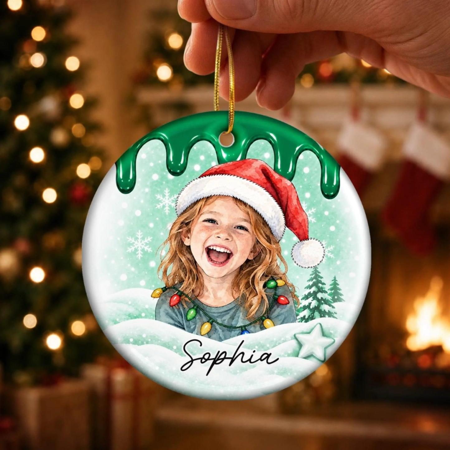 Custom Photo Christmas Gifts for Kids - Personalized Ceramic Ornament - MyPhotoSocksAu