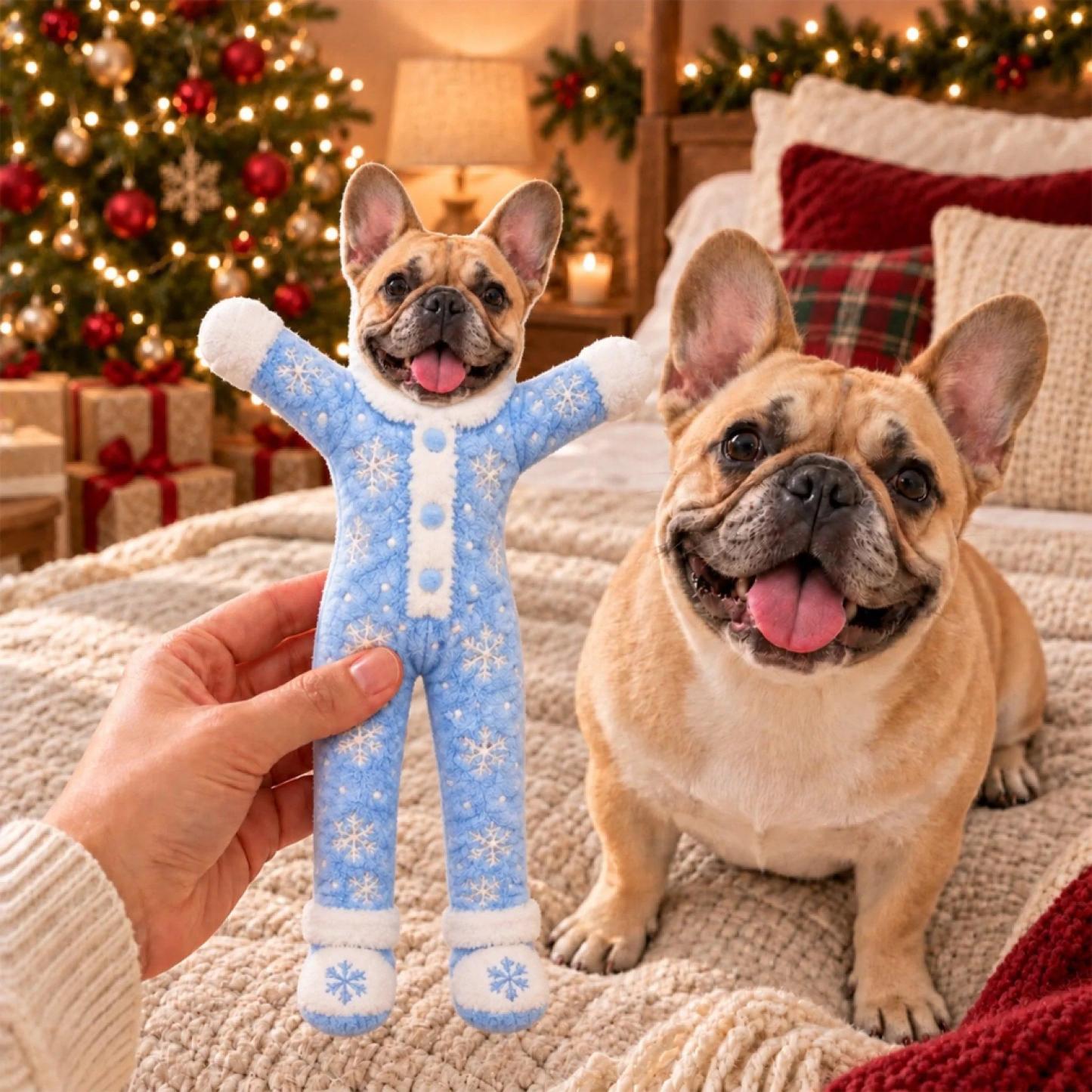 Custom Funny Pet Photo Christmas Plush Doll Gifts For Pet Lovers • My Merry Pup - Personalized Poseable Plush Doll - MyPhotoSocksAu