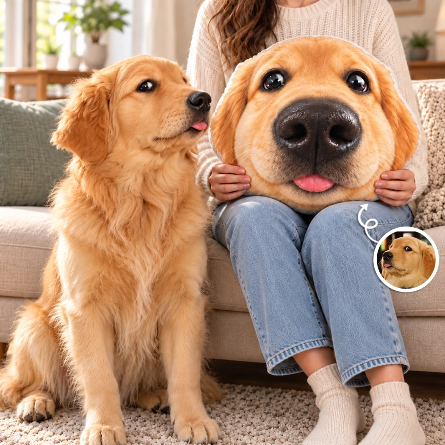 Custom Photo Funny Fisheye Pet Lover Gifts - Personalized Pet Face Pillow - MyPhotoSocksAu