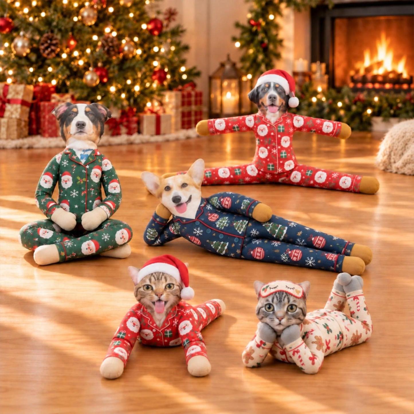 Custom Funny Pet Photo Christmas Plush Doll Gifts For Pet Lovers • My Merry Pup - Personalized Poseable Plush Doll - MyPhotoSocksAu