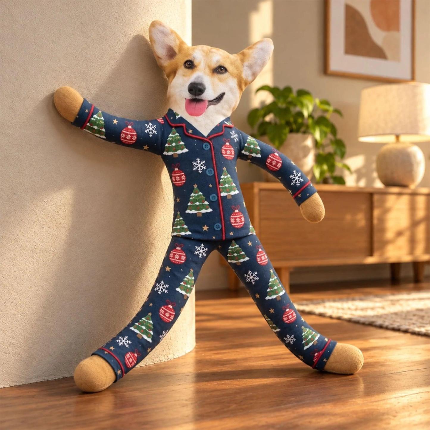 Custom Funny Pet Photo Christmas Plush Doll Gifts For Pet Lovers • My Merry Pup - Personalized Poseable Plush Doll - MyPhotoSocksAu