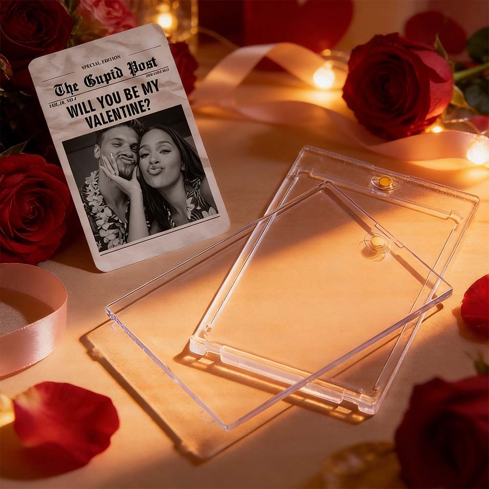 Custom Couple Card Romantic Valentine Gift for Couple Unique Collectible Keepsake Will You Be My Valentine Newspaper Template - MyPhotoSocksAu
