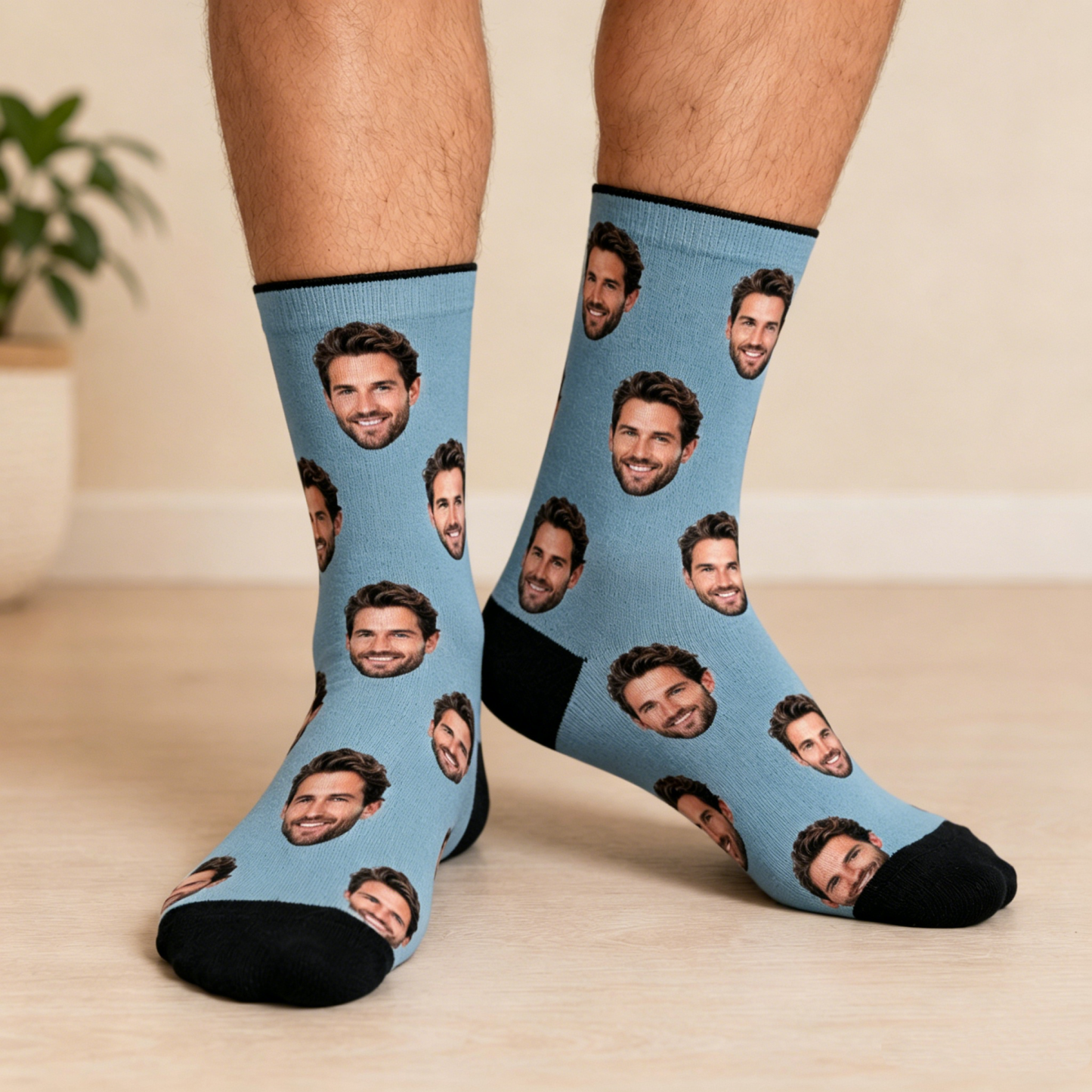 Custom Face Socks for Dad, Morandi Tones Personalized Photo Crew Socks, Father's Day Gift for Him - MyPhotoSocksAu