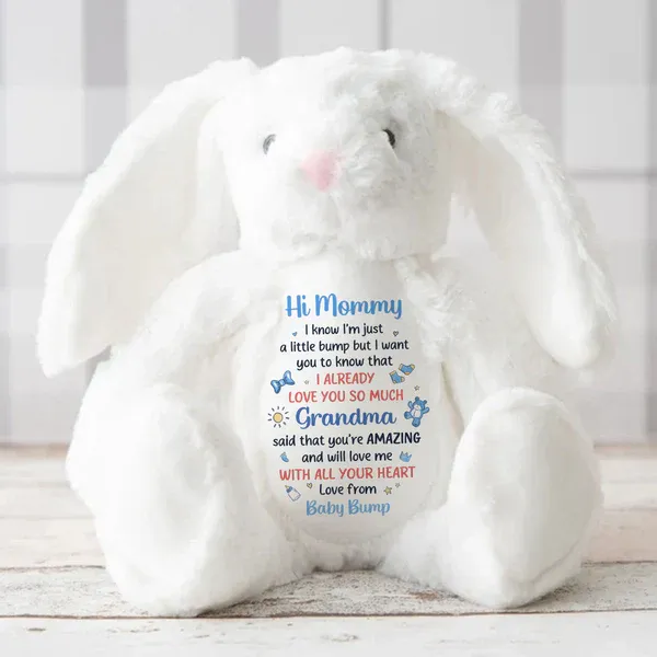 Dear Mommy I Love You - Personalized Stuffed Bunny - MyPhotoSocksAu