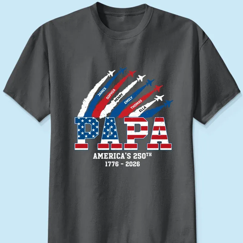 Proud Dad Grandpa Nation Flag American 250th Anniversary - Personalized Shirt - Cool Father's Day Gift For Dad, Grandpa - MyPhotoSocksAu
