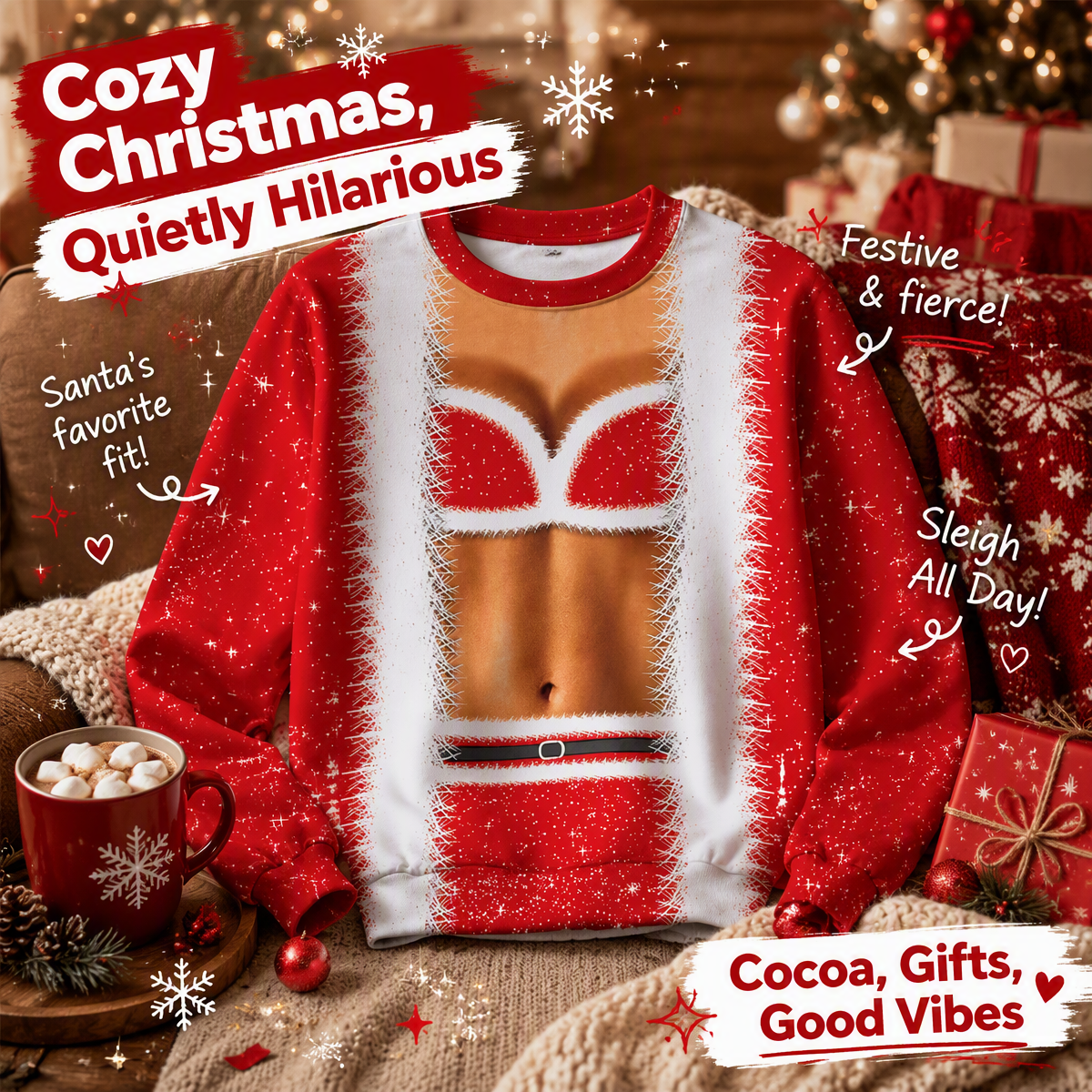 Funny Christmas Sweatshirt - Unisex Crew Neck Long Sleeve Holiday Gift - MyPhotoSocksAu
