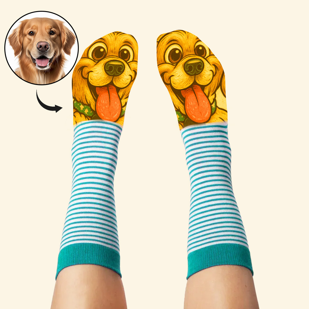 Custom Face Funny Socks Cartoon Style Photo Gifts for Him Her - MyPhotoSocksAu