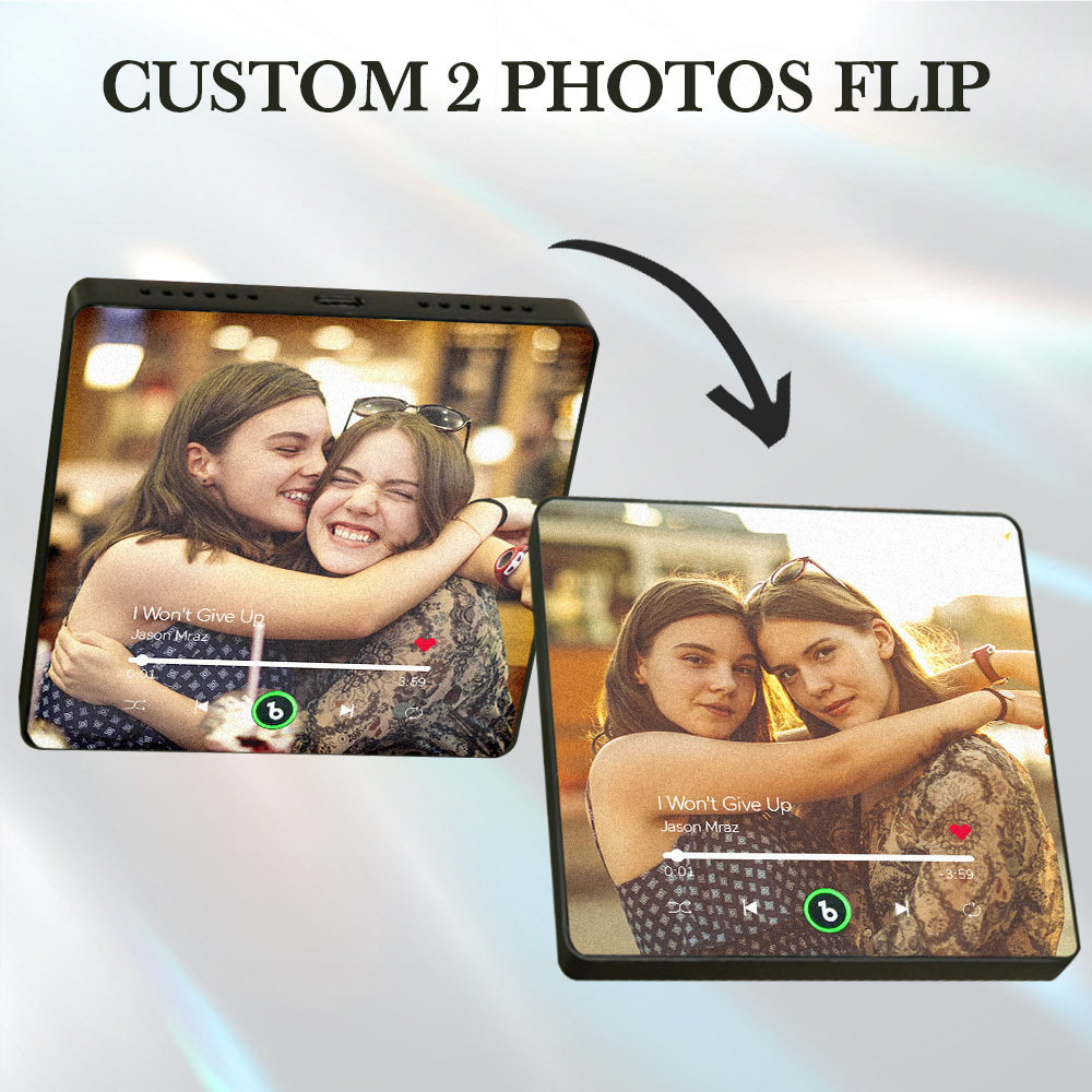 Custom Lenticular Flip Music Fridge Magnet Personalized 2 Photos in 1 Album Fridge Magnet for Friends - MyPhotoSocksAu