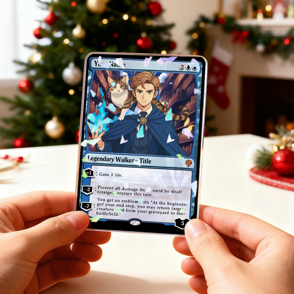 Custom MTG Style Hologram Acrylic Card Personalized Magic Style Christmas Gift Funny Cartoon Christmas Gift for Him or Her - MyPhotoSocksAu