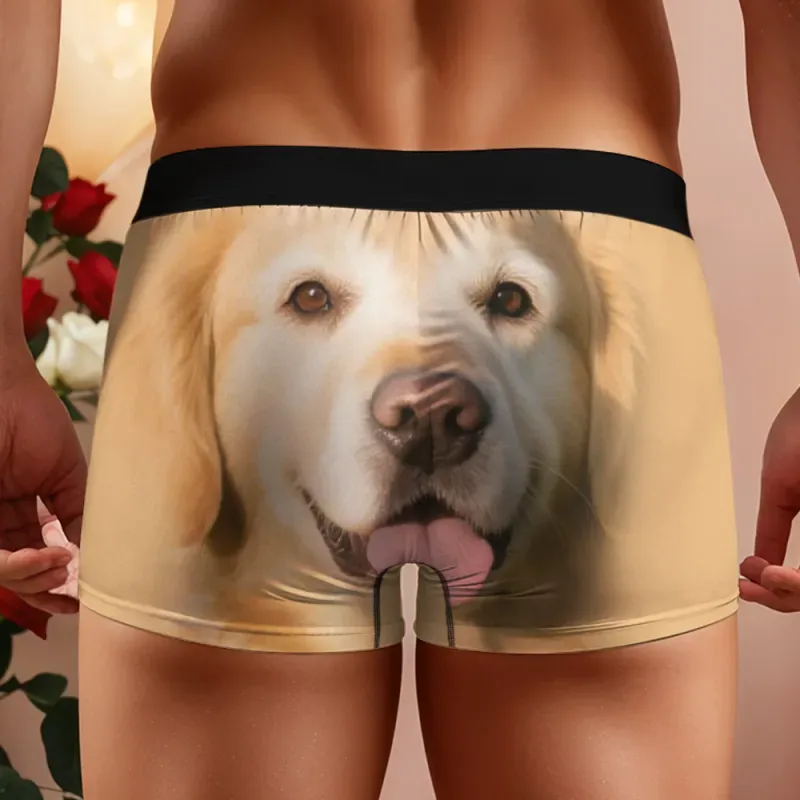 Custom Dog Face Funny Beach Trunks Men's Boxer Briefs