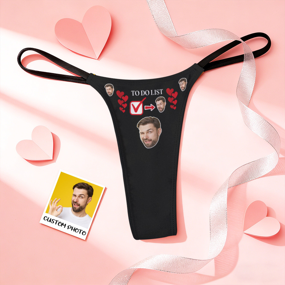 Custom Thongs Face Photo Panties Funny Underwear Briefs Kiss Me Love Thong Valentine's Gift - MyPhotoSocksAu