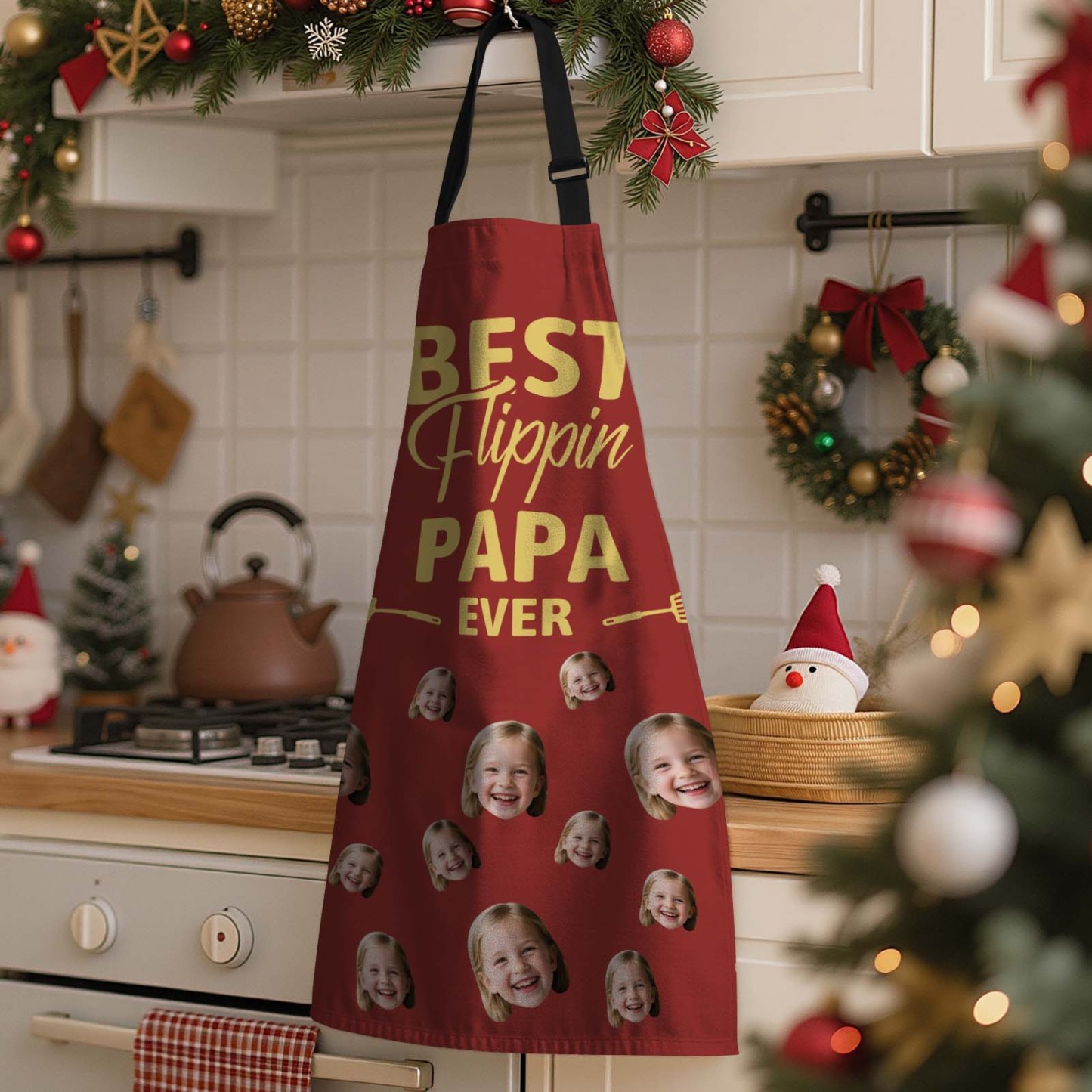 Custom Chrismtas Photo Apron Christmas Reindeer Photo Apron Gift Santa Holiday Gift Idea - MyPhotoSocksAu
