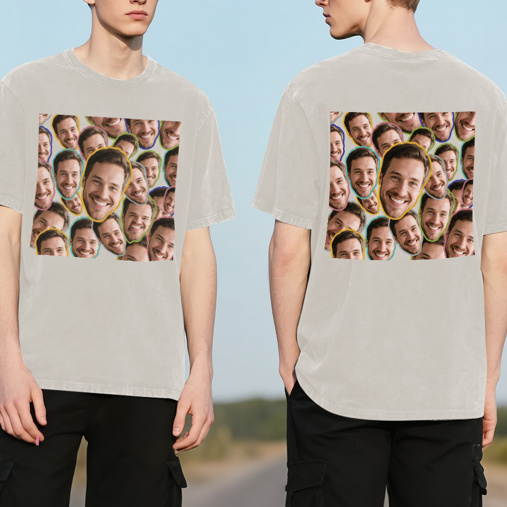 Custom Retro Photo T-Shirt for Dad Personalized Text Picture Shirt Vintage Style Fathers Day Gift - MyPhotoSocksAu