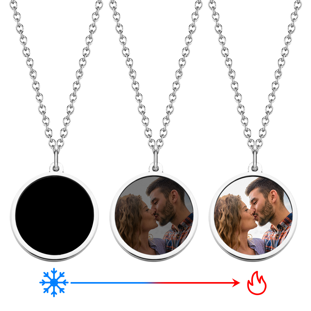Personalised PhotoTemperature-Sensitivel Color-Changing Heart Necklace Photo Gift Necklace for Lover - MyPhotoSocksAu