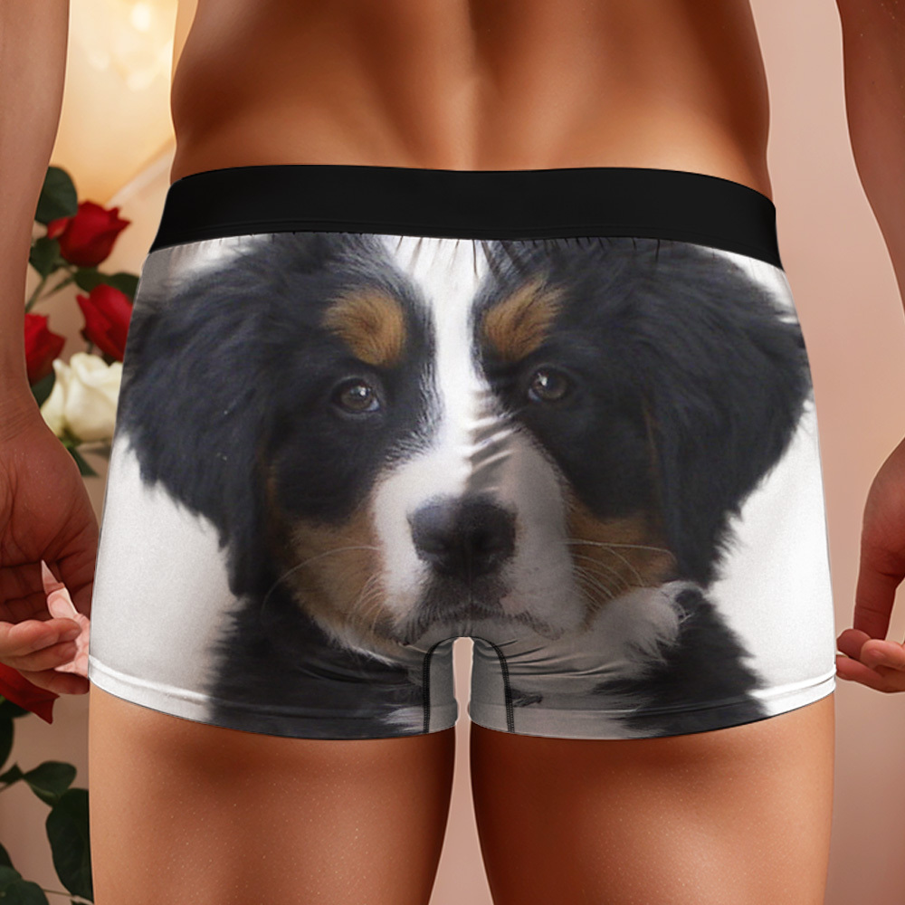 Custom Dog Face Funny Beach Trunks Men's Boxer Briefs - MyPhotoSocksAu
