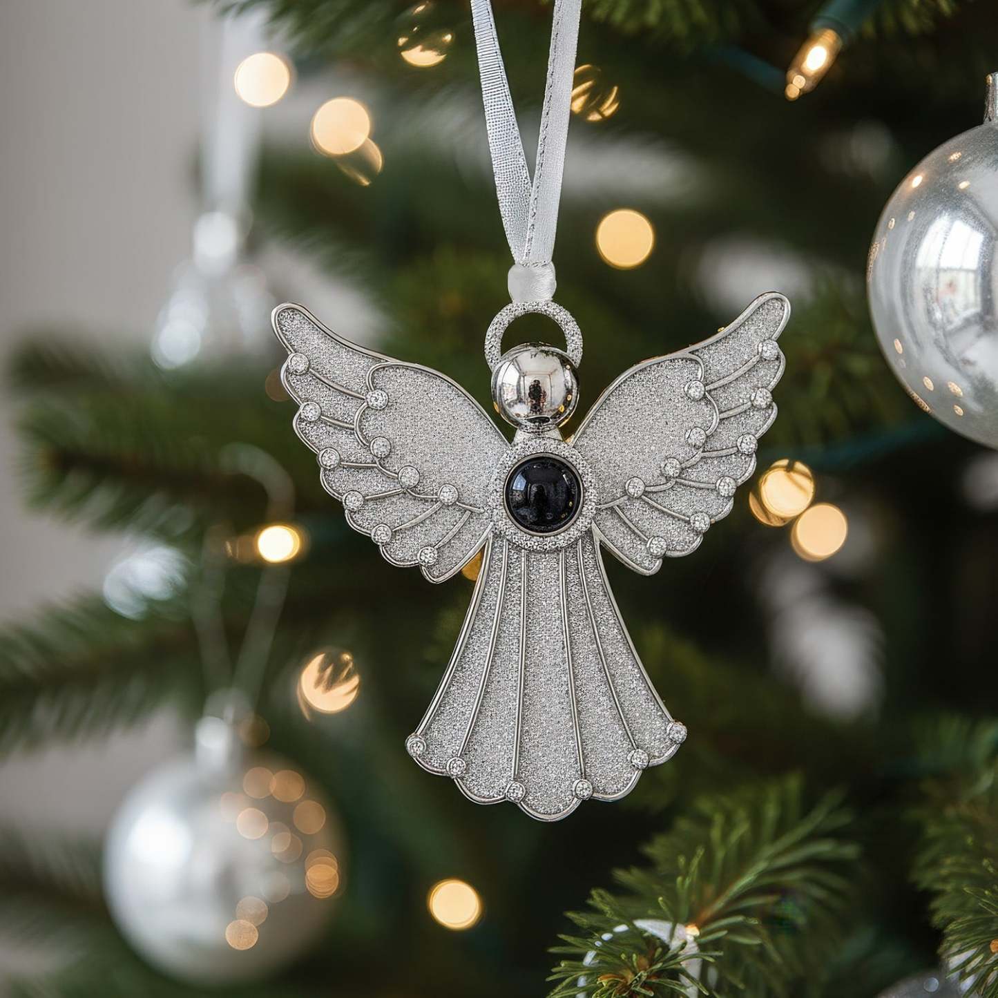 Personalized Angel Wing Heart Photo Ornament Projection Gem Ornament Christmas Tree Ornament Christmas Gifts - MyPhotoSocksAu