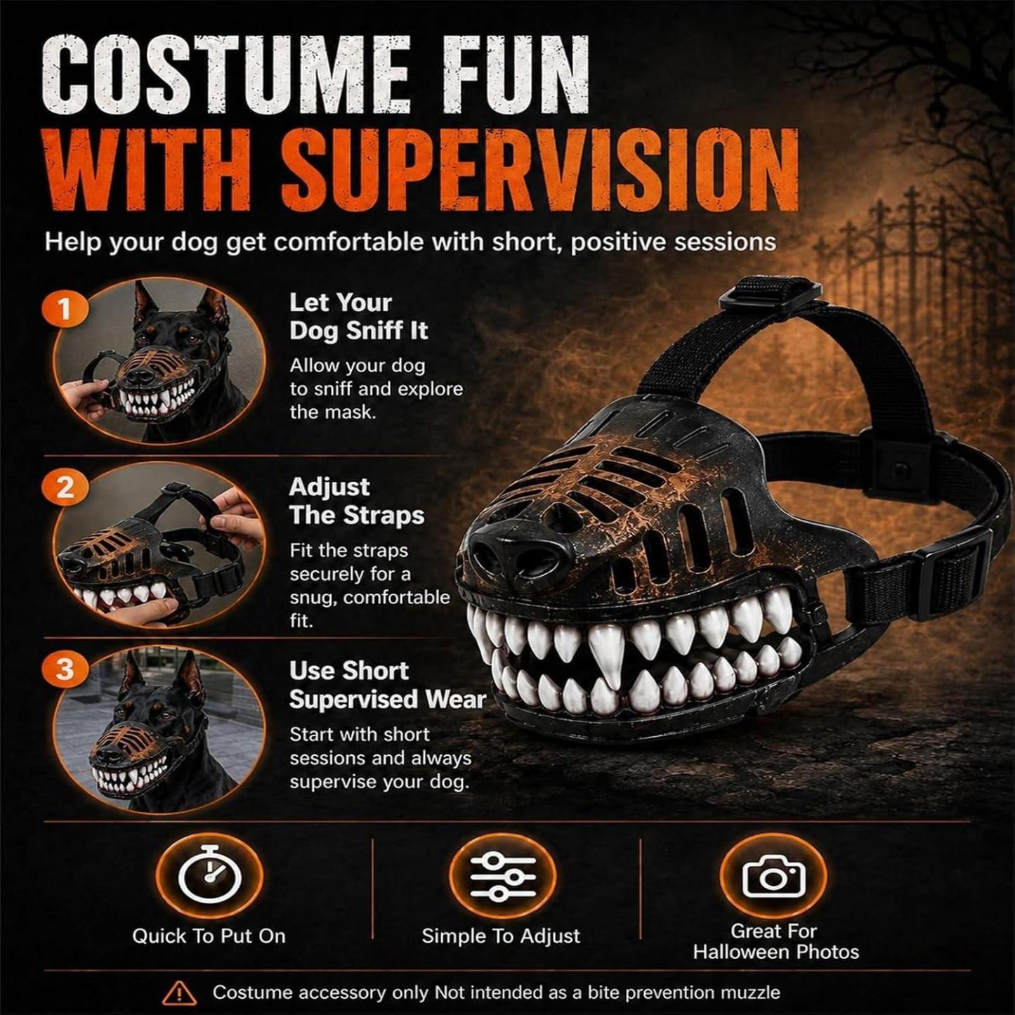 Monster Dog Muzzle, Dog Training Muzzle, Prevents Barking,Chews,for Small,Medium and Large Dogs,for Halloween,Party Costume Or Treat with Adjustable Straps - MyPhotoSocksAu