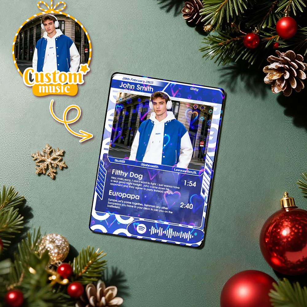 Personalized Music Trading Card for Couples Custom Acrylic Valentine Card Gift Idea Chrismtas Card Gift - MyPhotoSocksAu