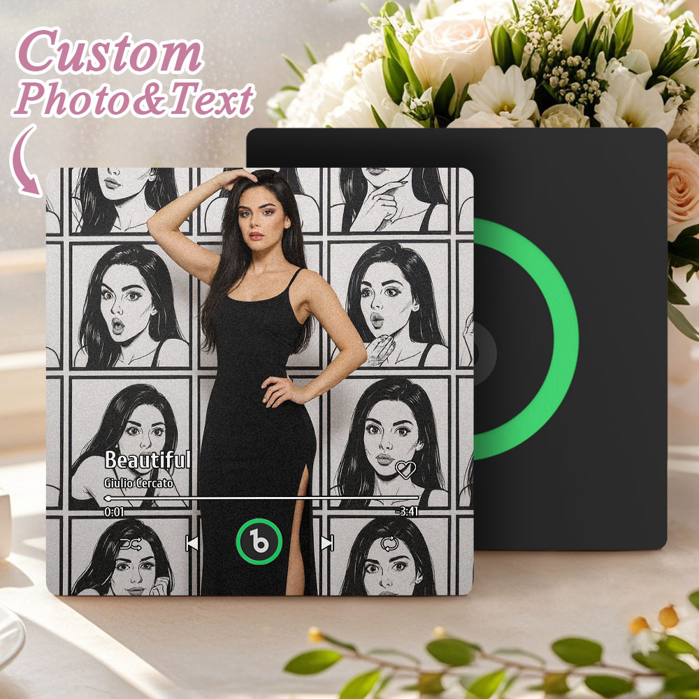 Custom Portrait Figurine Young & Elderly Style Fridge Magnet Music Can Be Played Without Cell Phone Music Cartoon Poster Bluetooth Fridge Magnet - MyPhotoSocksAu