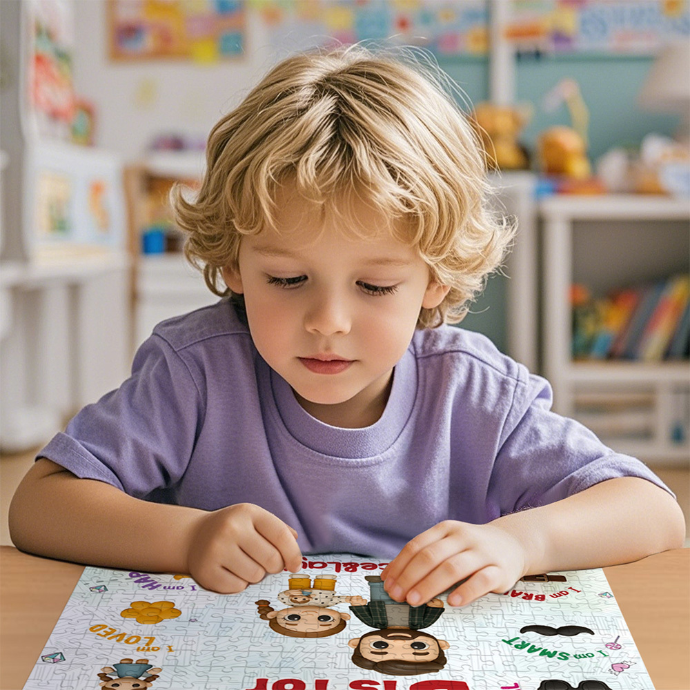 Custom Cartoon Puzzle with Names Jigsaw Puzzle Personalized HAPPY Father's Day Gift For Dad Trendy 2025 - MyPhotoSocksAu