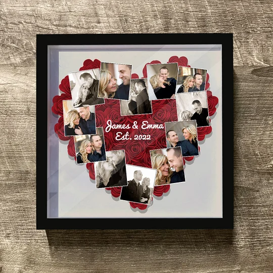Heart Photos Polaroid Romantic Gift - Personalized Couple Flower Shadow Box