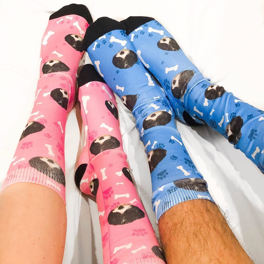 Custom Photo Socks Dog With Your Text