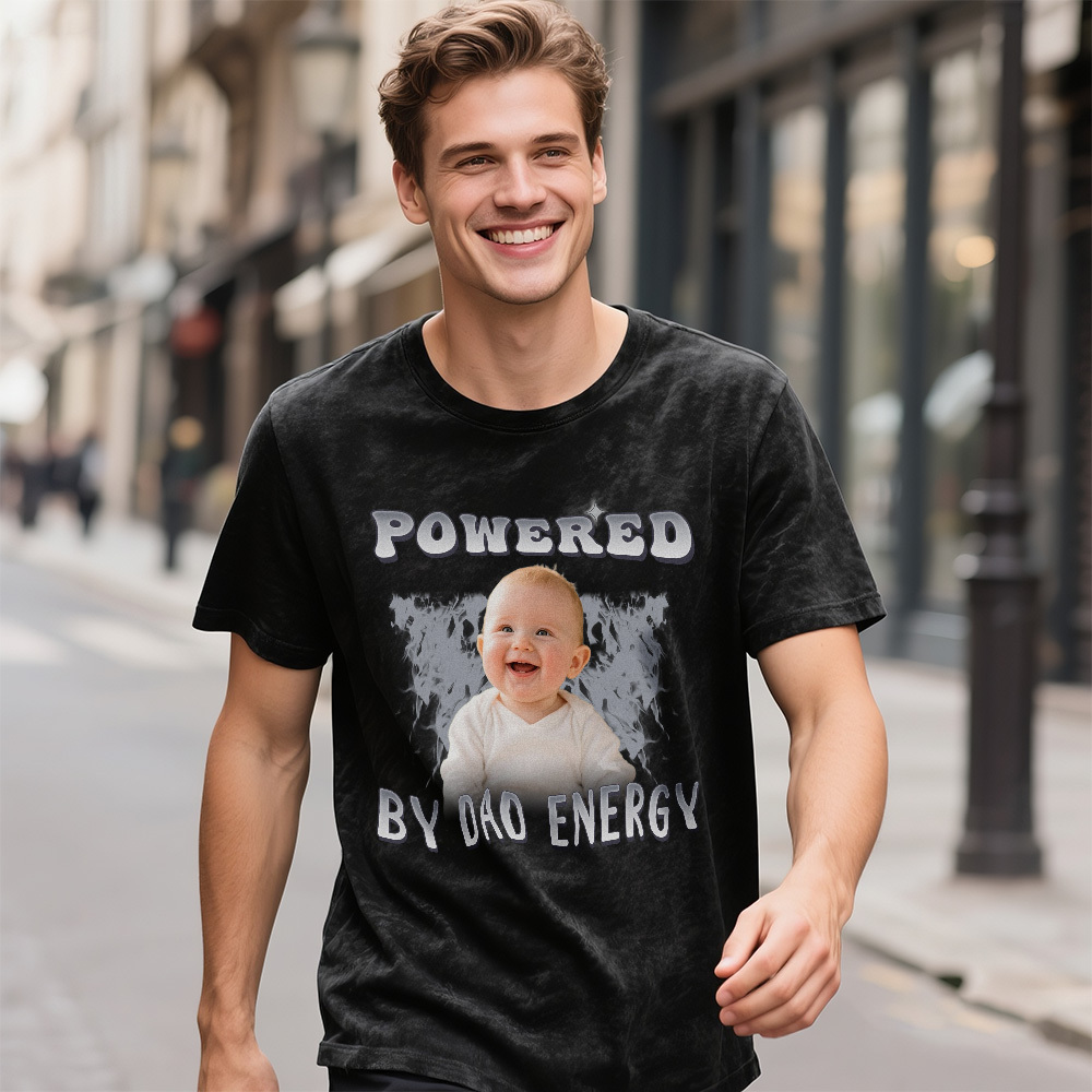 Personalized Photo Vintage T-Shirt Funny Fathers Day Gift for Dad, Retro Washed 90s Graphic Tee Kids Cute Custom Shirt - MyPhotoSocksAu