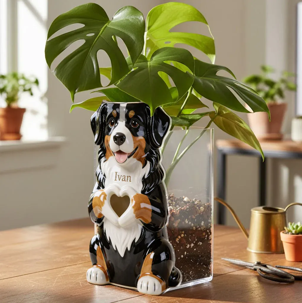 Custom Any Photo - Love My Pet - Personalized Dog Acrylic Pot - MyPhotoSocksAu