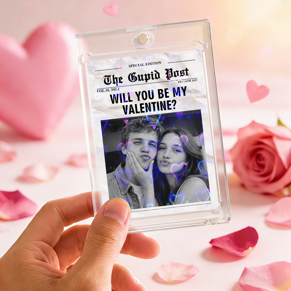 Custom Couple Card Romantic Valentine Gift for Couple Unique Collectible Keepsake Will You Be My Valentine Newspaper Template - MyPhotoSocksAu