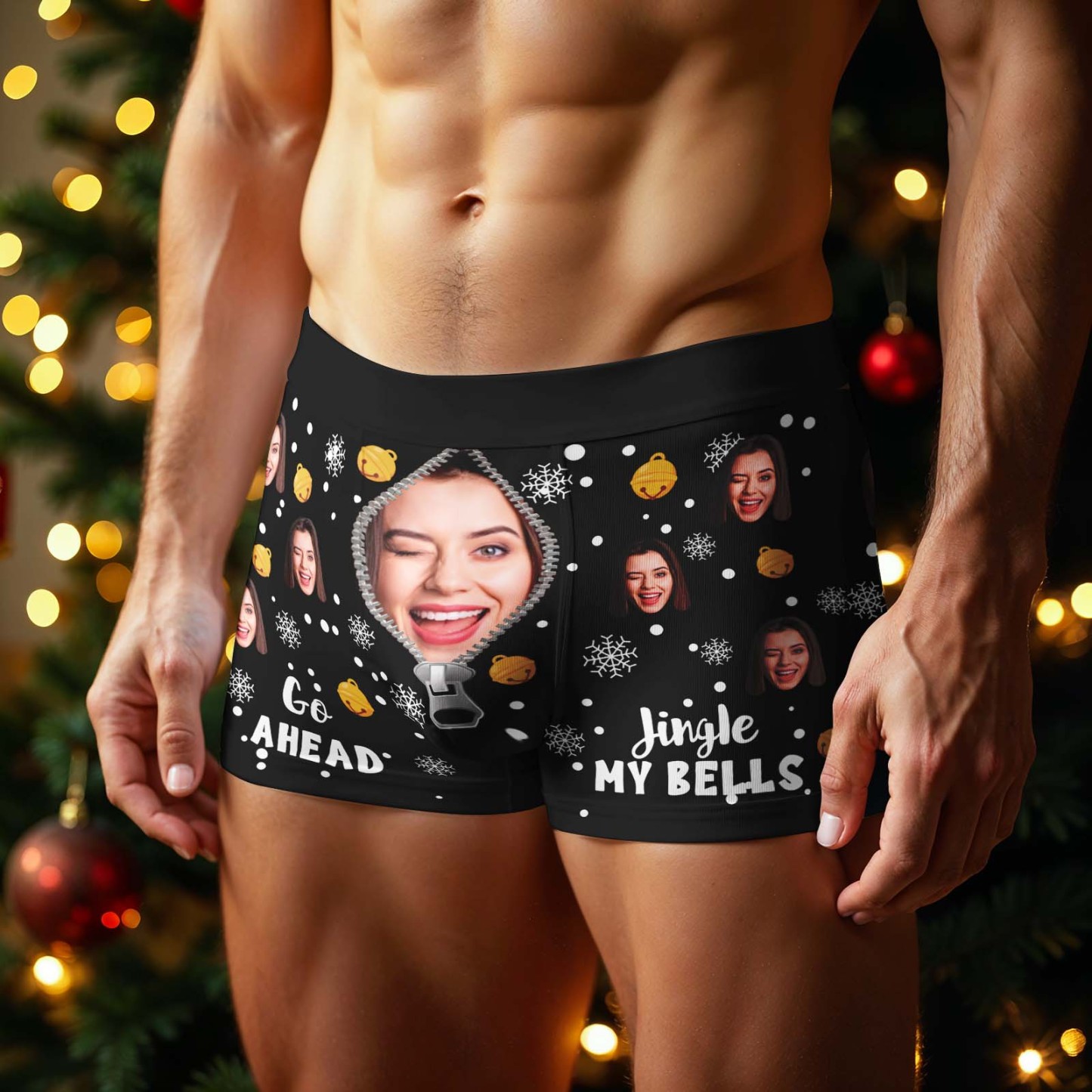 Custom Face Men's Boxer Underwear Snowflake Santa Claus Personalized Photo Funny Men's Boxer Briefs Christmas Gift - MyPhotoSocksAu