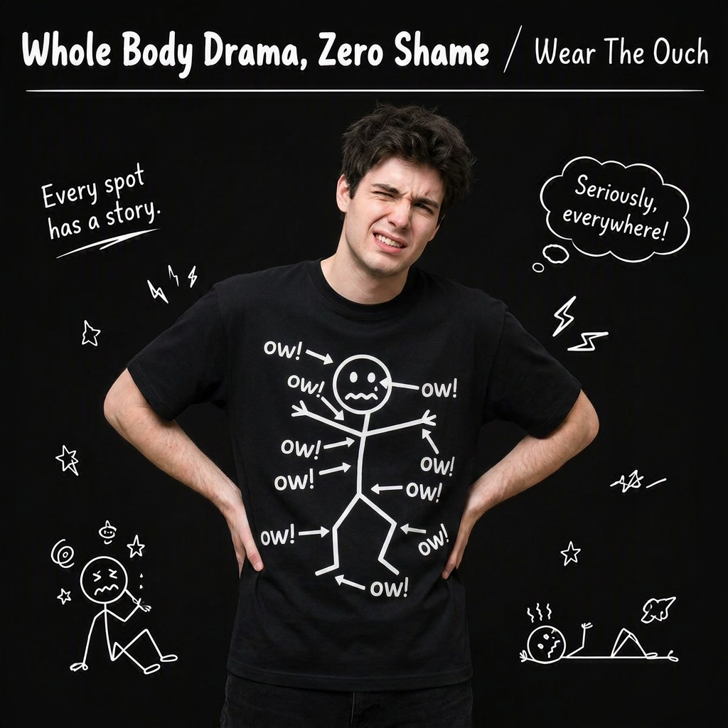 Funny Ow Ow Ow Ow Saying Body Pain Character Humor Sarcastic T-Shirt - MyPhotoSocksAu