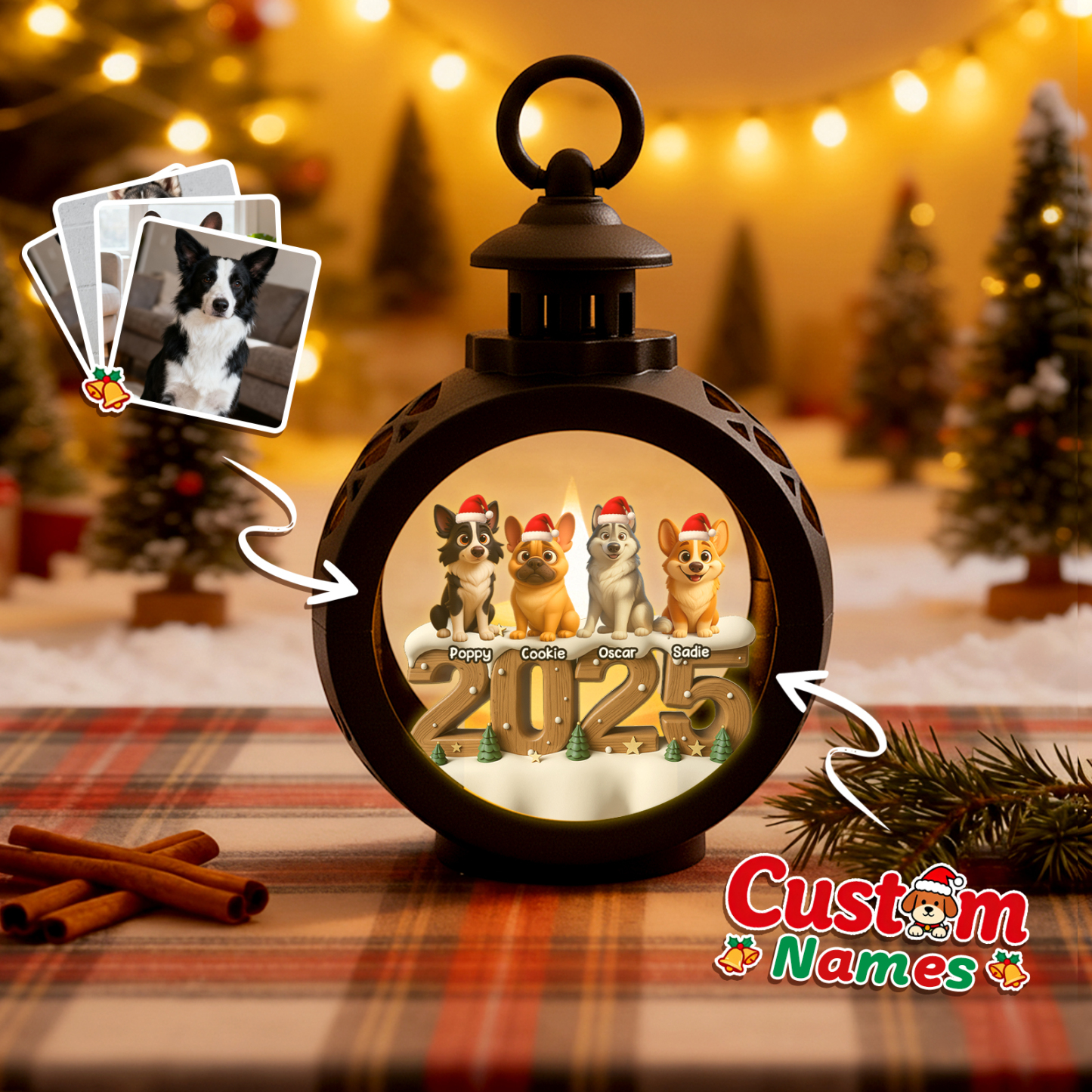 Custom 2025 Christmas Lantern Beside You Anime Photos Personalized Christmas Gifts for Pet Lovers - MyPhotoSocksAu