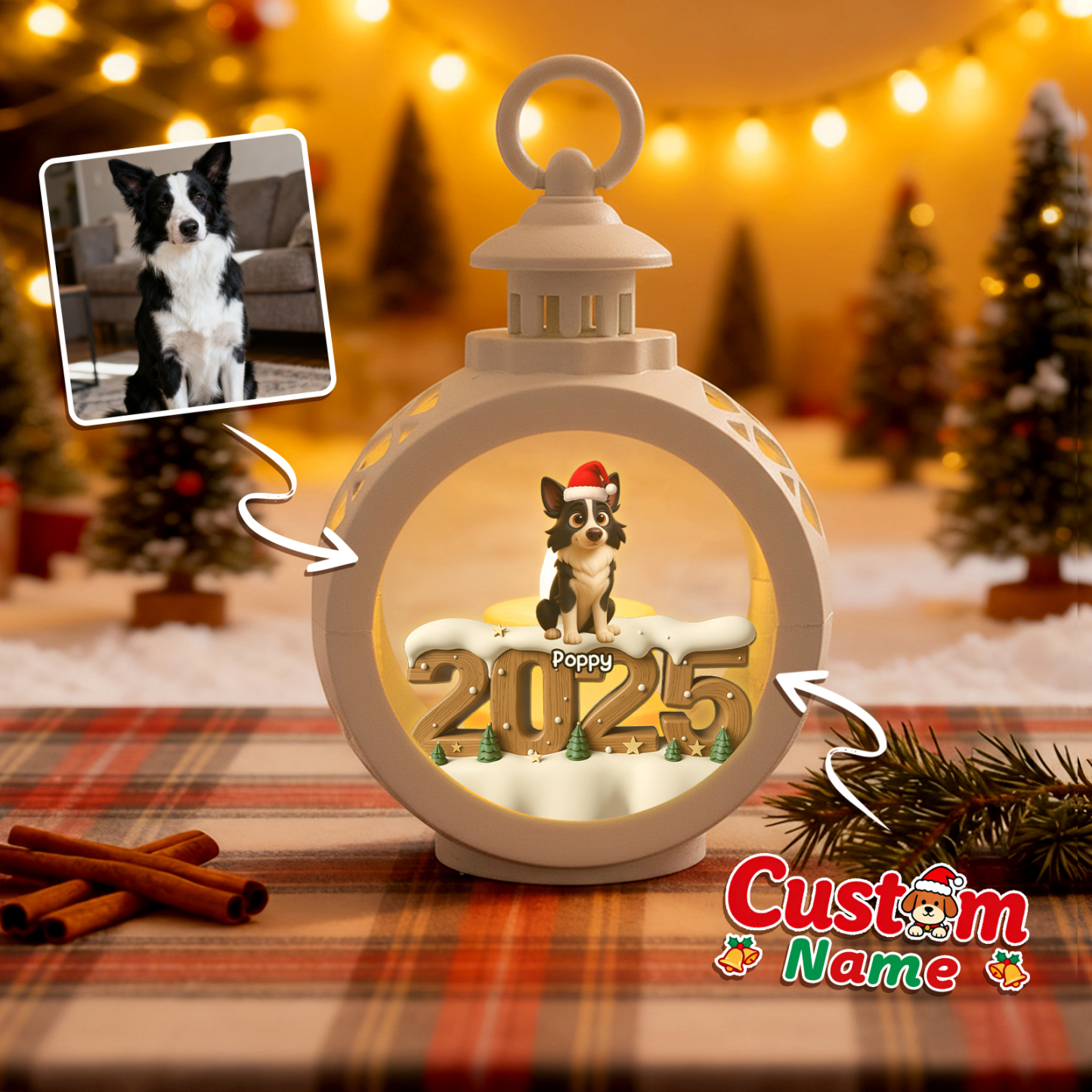 Custom 2025 Christmas Lantern Beside You Anime Photos Personalized Christmas Gifts for Pet Lovers - MyPhotoSocksAu