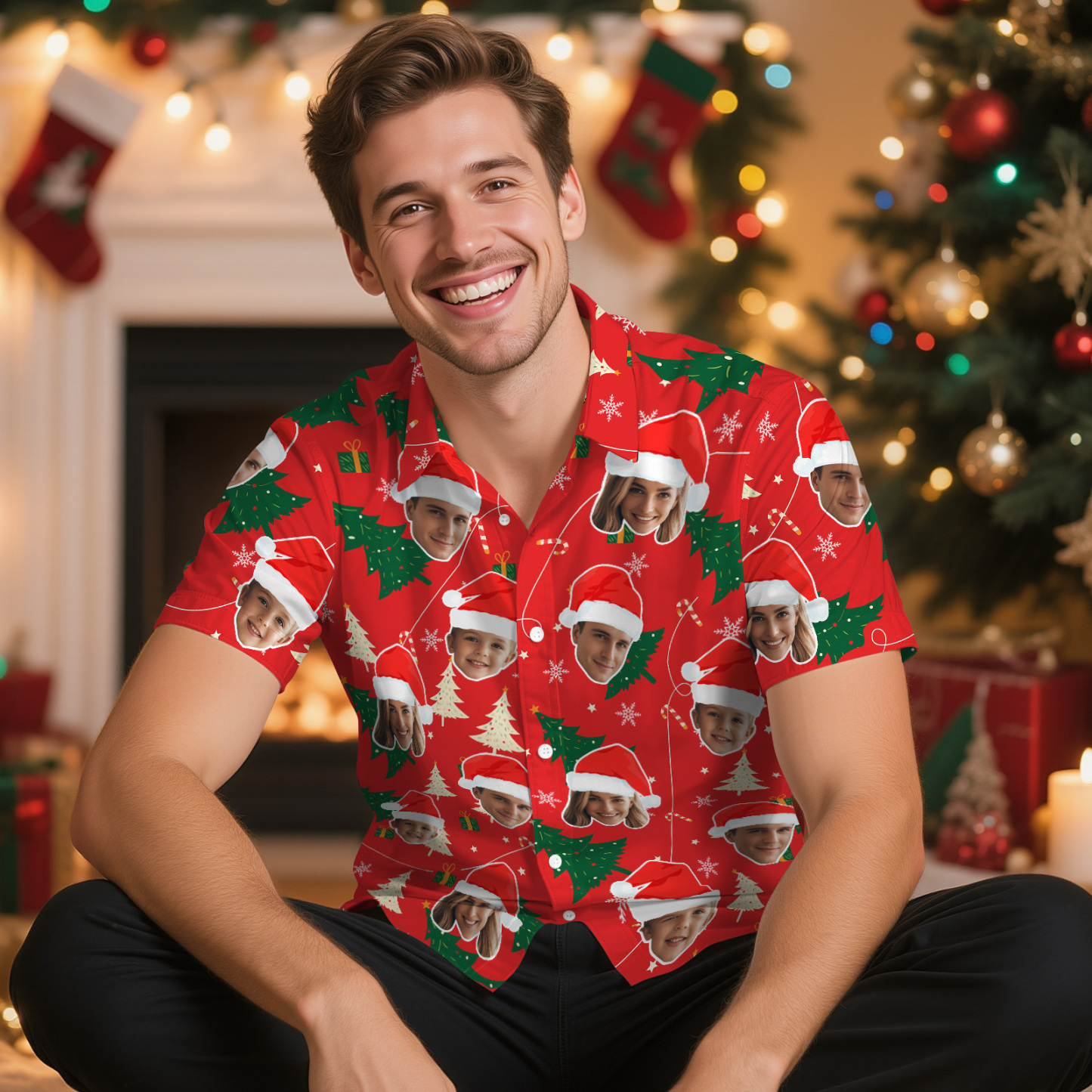 Personalized Face Christmas Shirt Merry Christmas Multi-face Hawaiian Shirt  Gift for Family Friends Xmas Gift - MyPhotoSocksAu