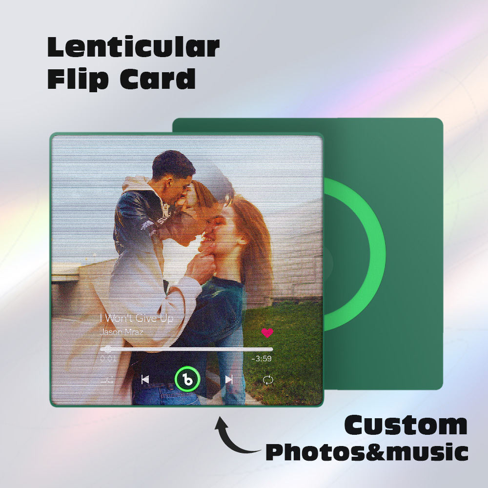 Custom Lenticular Flip Music Fridge Magnet Personalized 2 Photos in 1 Album Fridge Magnet Father's Day Gift - MyPhotoSocksAu