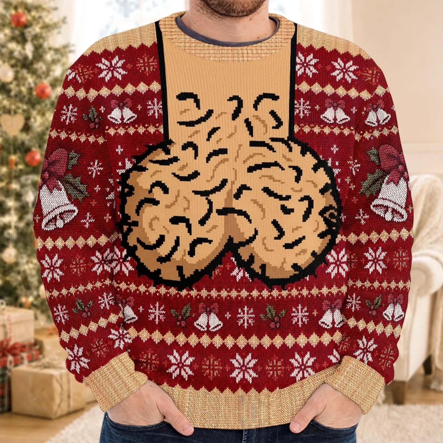 Custom Funny Ugly Sweatshirt - Personalized Christmas Birthday Gifts For Husband, Son, Grandson, Brother, Grandpa, Dad, Yourself - Jingle Balls All The Way Today - MyPhotoSocksAu