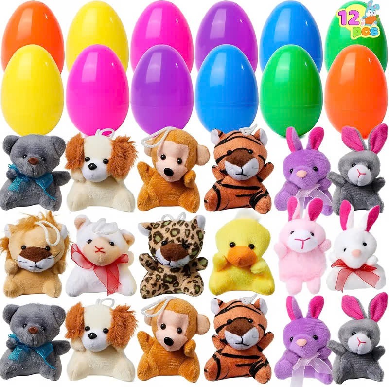 Prefilled Easter Eggs Filled with Plush Animal Toys 12/24/36 Pcs - MyPhotoSocksAu