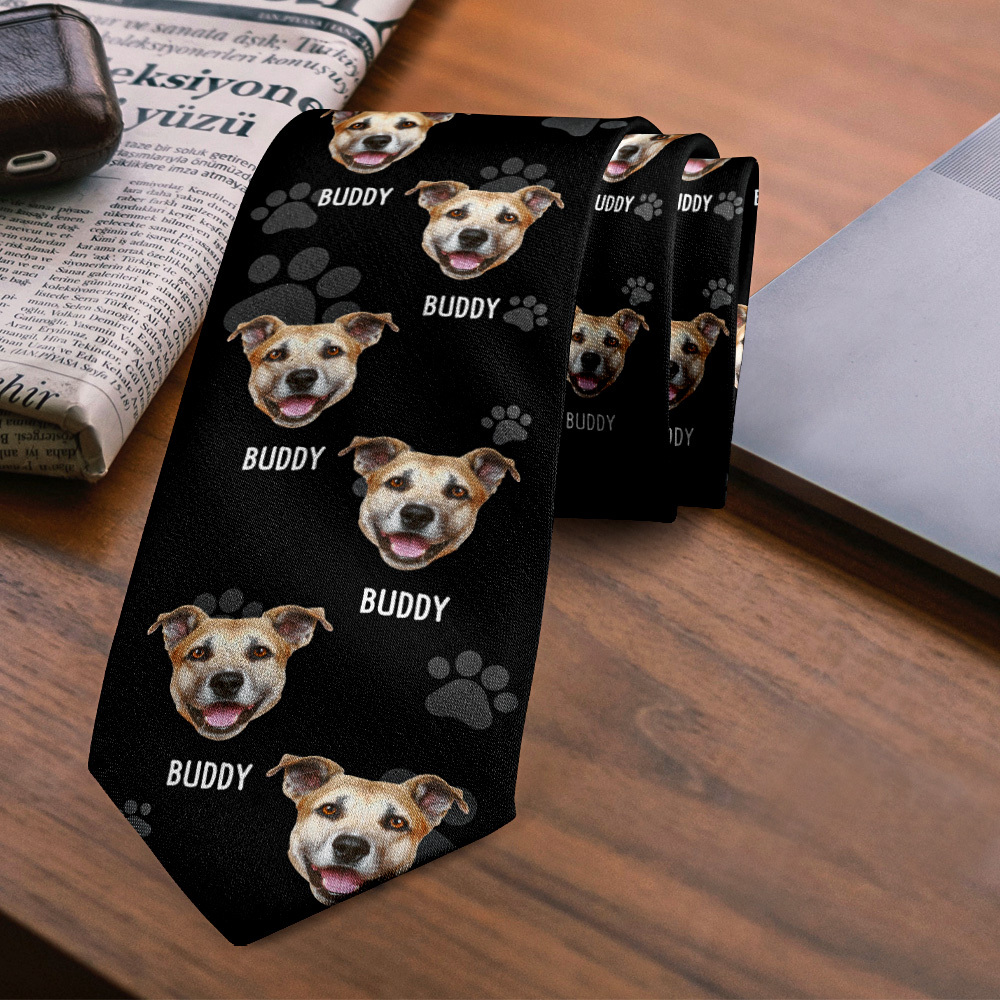 Custom Photo Best Papa Ever Tie Personalized Face And Name Tie Fathers Day Gift For Dad Grandpa - MyPhotoSocksAu